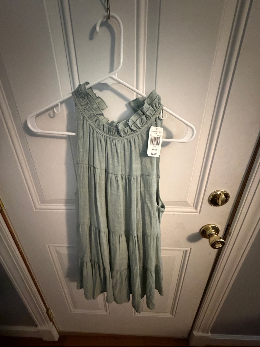 Cracker Barrel Sage Green Ruffle Tiered Sleeveless Dress